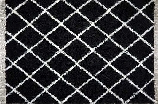 Poss Fluffy Design Turksih Area Rug Black