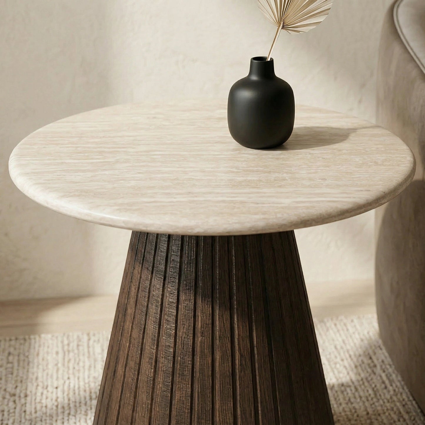 Crete Travertine Marble Lamp Table