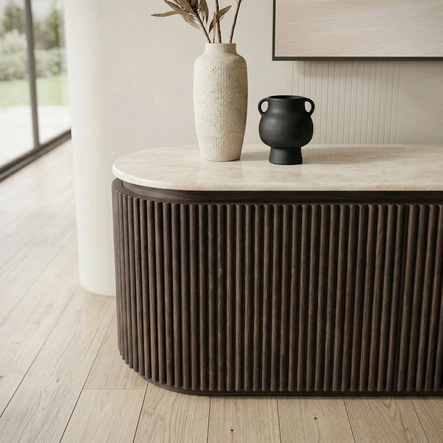 Crete Travertine Marble Tv Unit