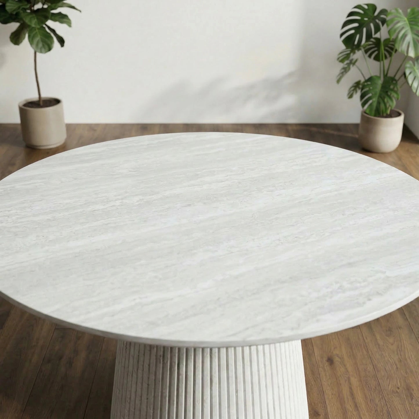 Haven Travertine Look Round Dining Table