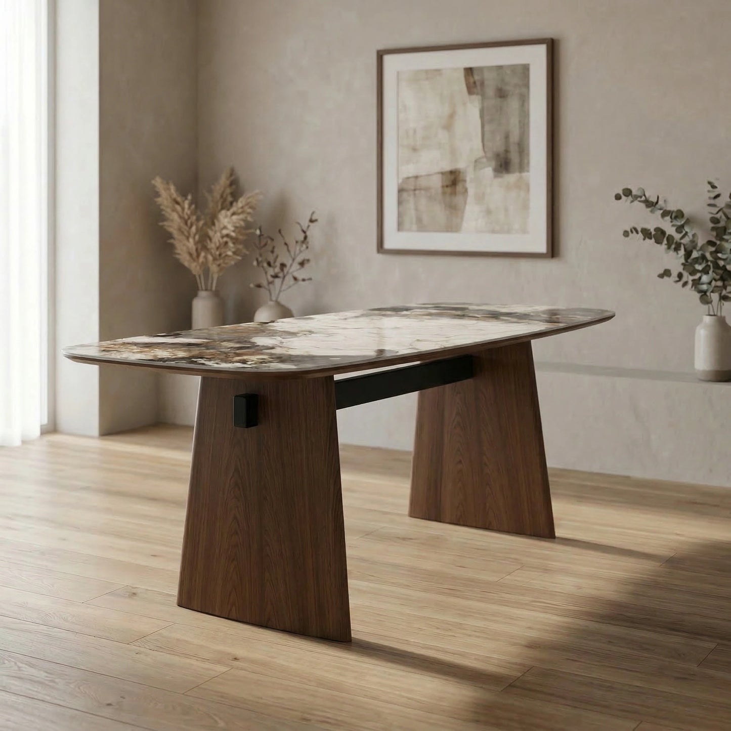 Moriko Patterned Ceramic Top Dining Table