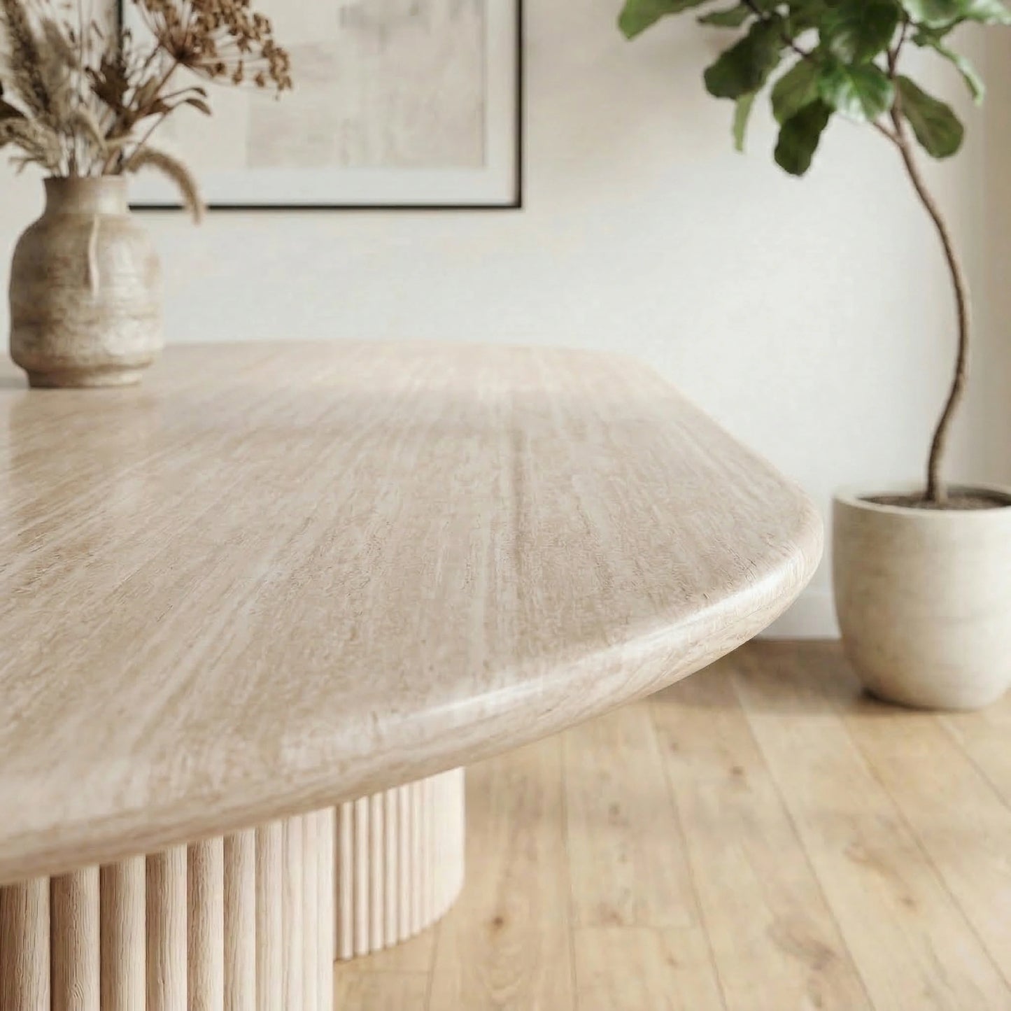 Pompeii 200cm Oval Travertine-Look Dining Table