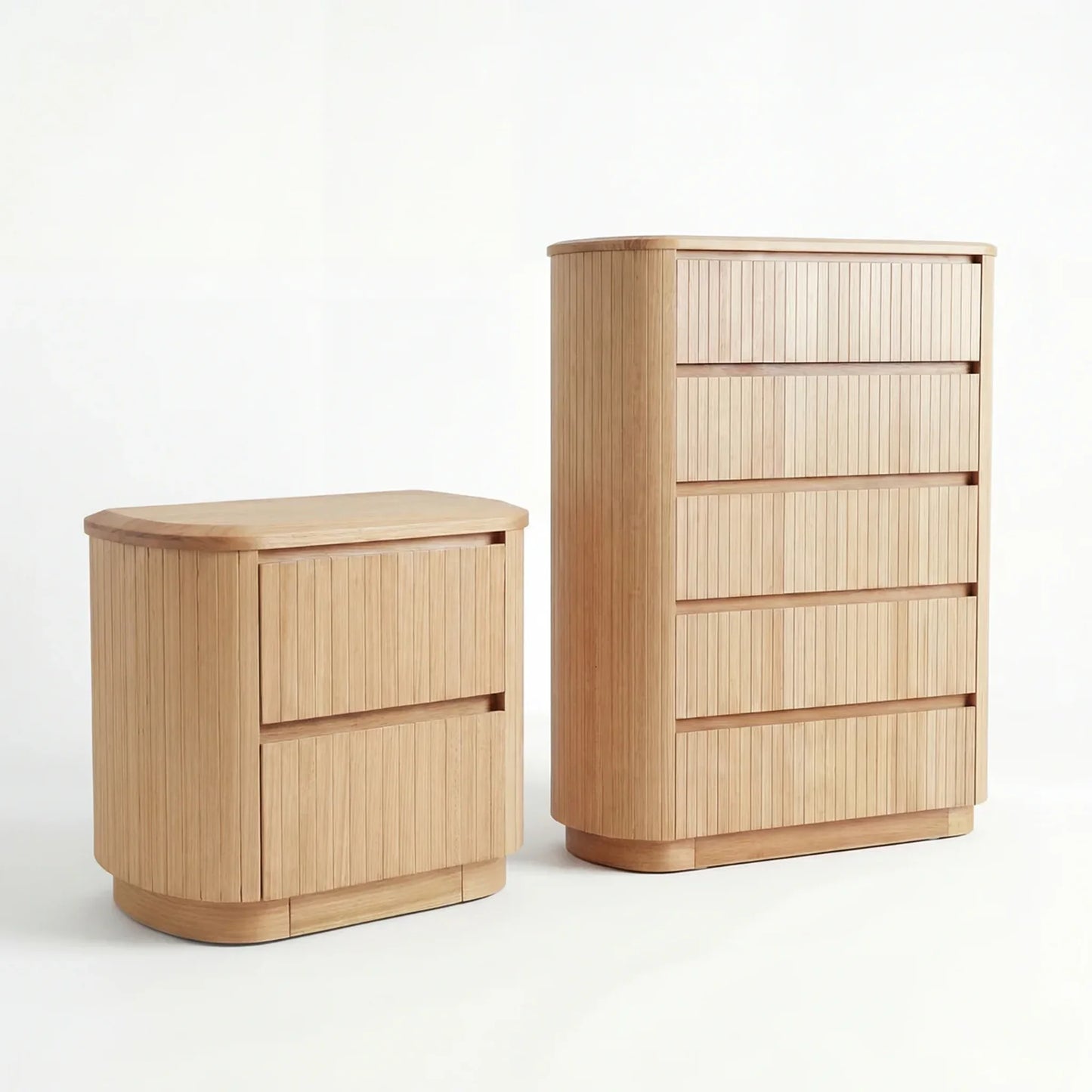 Adsila Messmate Timber 5 Drawer Bedside Table Natural