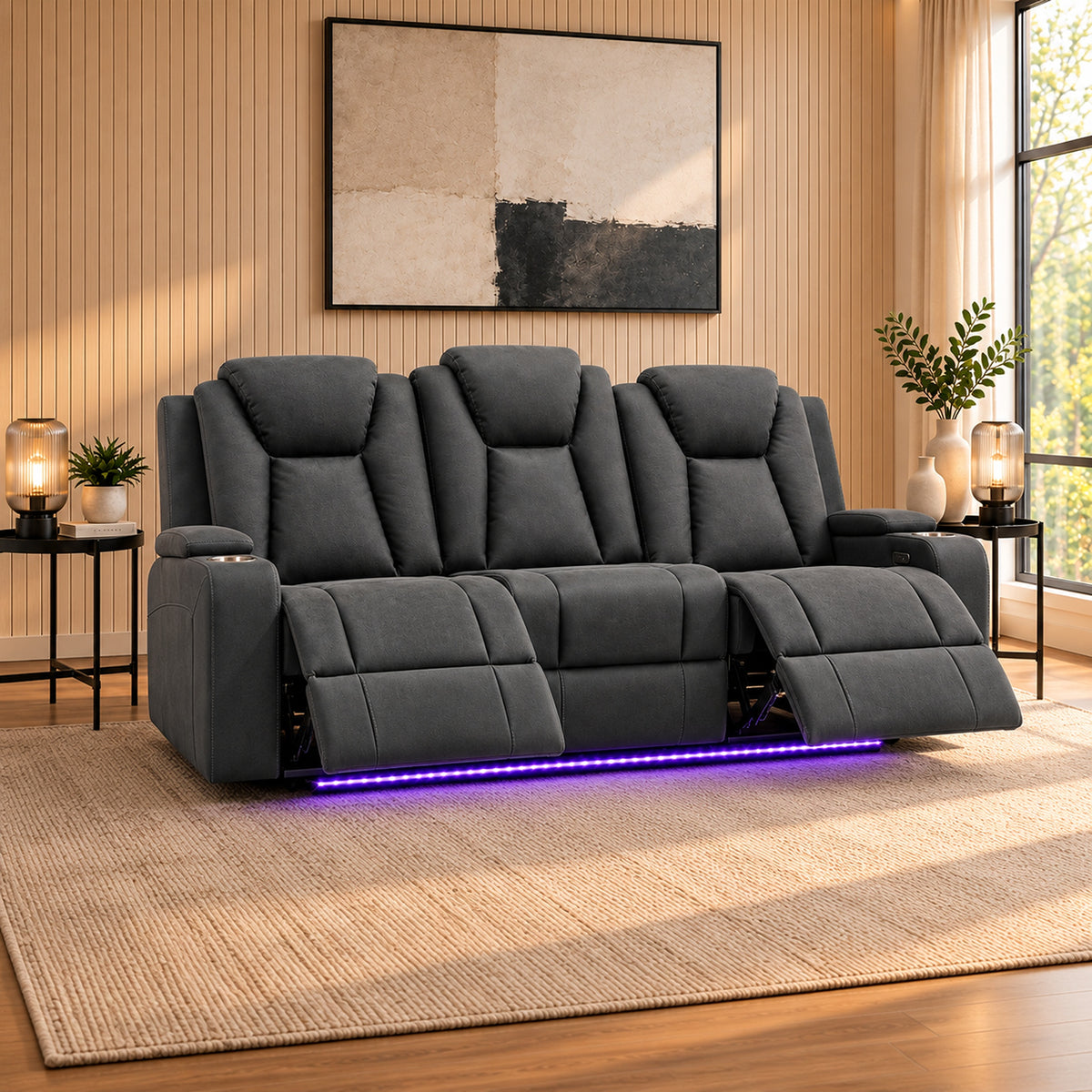 Arena 3 Seater Dual Motor Electric Recliner - Charcoal