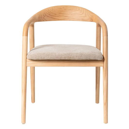 Bosino Beige Fabric Dining Chair Natural Oak