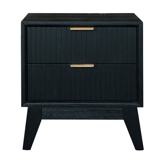 Ella 2 Drawer Timber Bedside Table Black