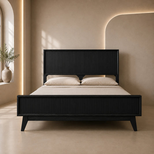 Ella Brushed Black Acacia Timber Bed Frame