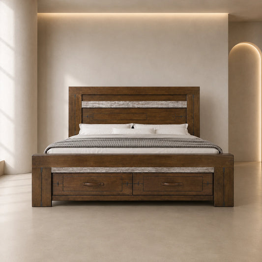 Kentucky Charcoal Hardwood Storage Bed Frame with 2 Drawers