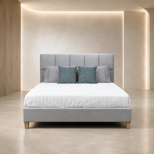 Marley Mist Grey Fabric Bed Frame