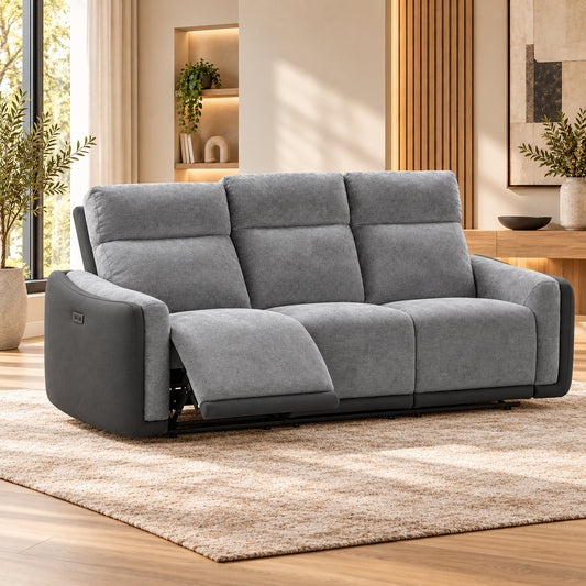 Momba 3 Seater Electric Recliner Lounge - Grey