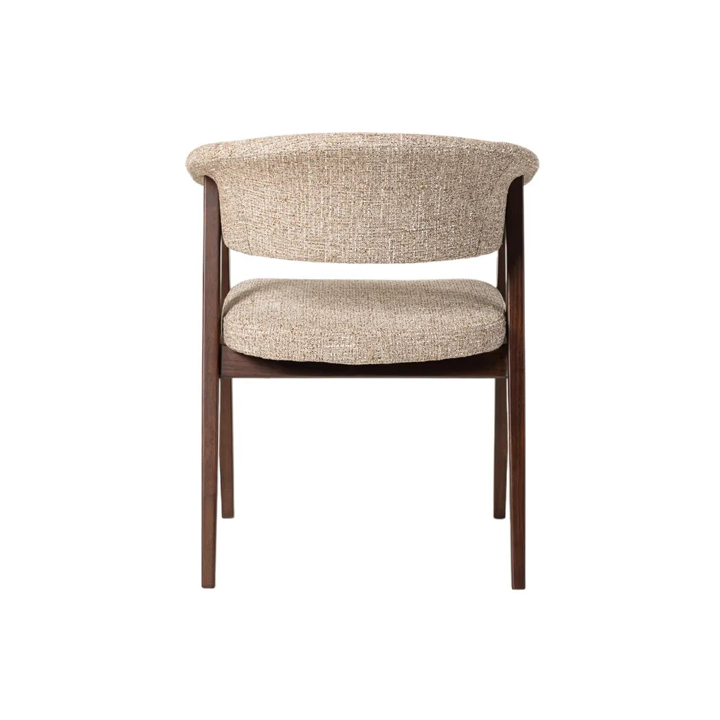Rovano Textured Fabric Dining Chair - Beige/Walnut