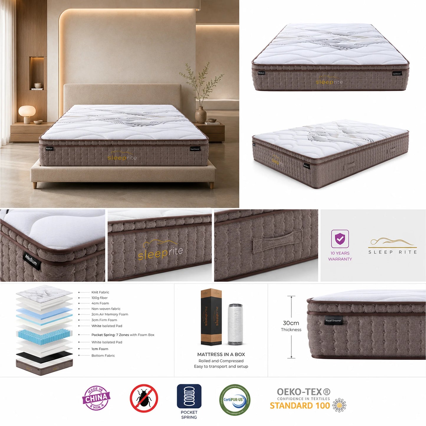 Royal Dreamer 7 Zone Pocket Spring Medium Mattress