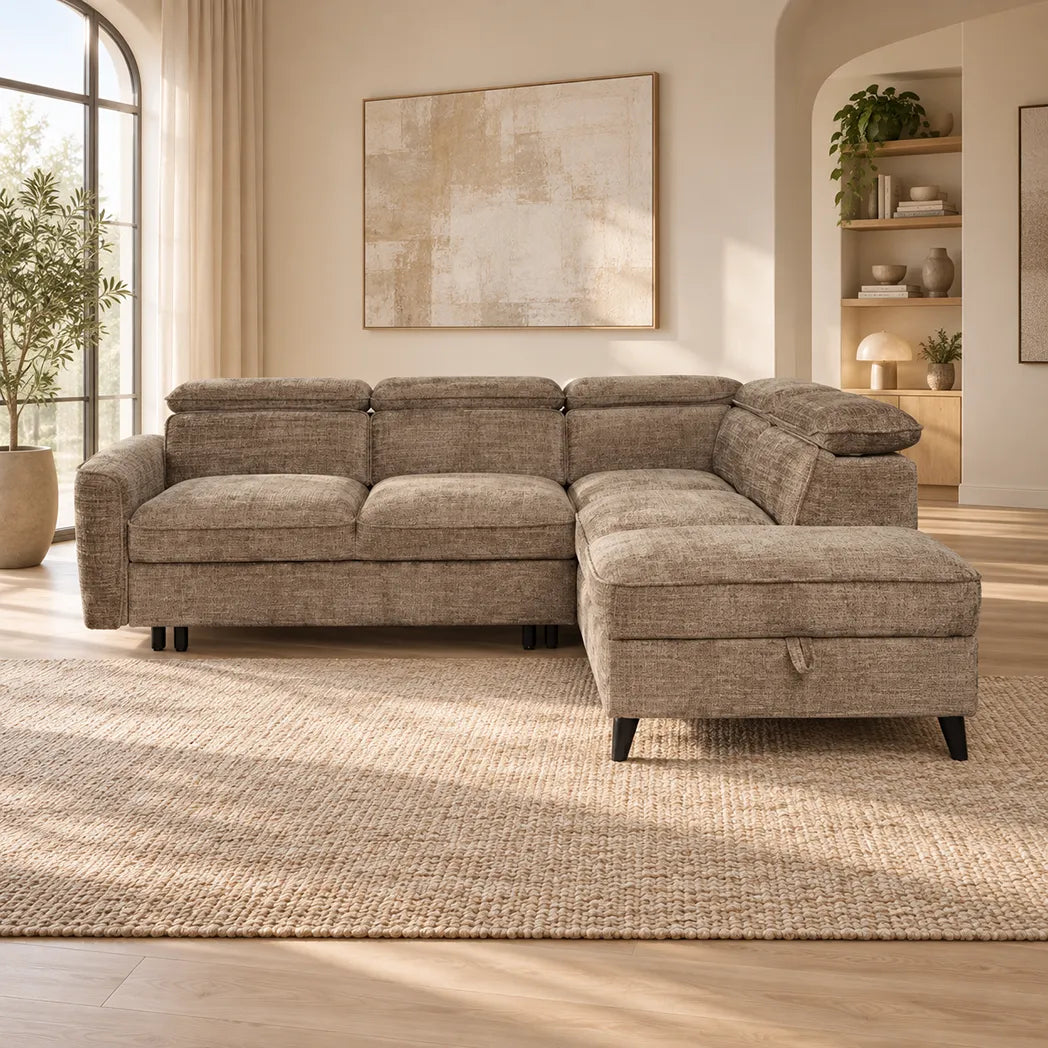 Selma 2 Seater Sofa Bed with RHF Storage Chaise