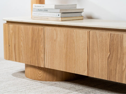 Waverley 200cm Marble TV Unit - White Travertine