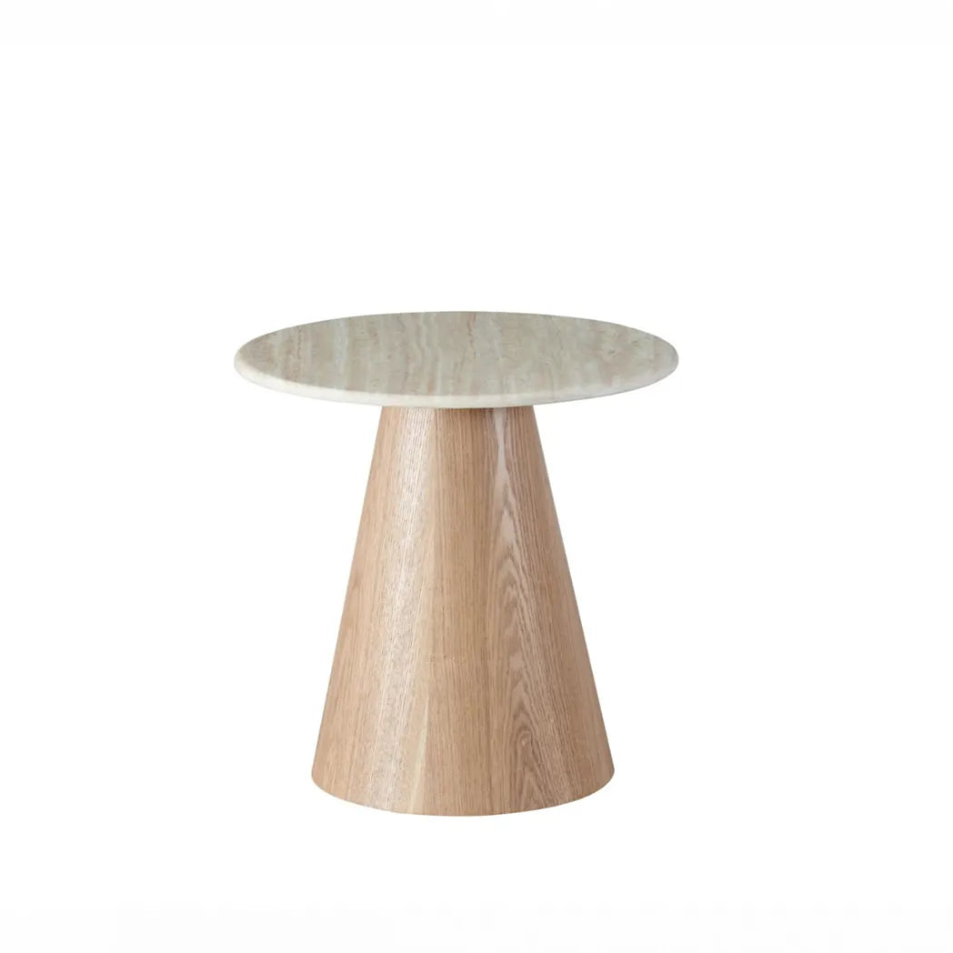Waverley 55cm Natural Marble Side Table - White Travertine