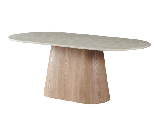 Waverley Oval Dining Table - White Travertine