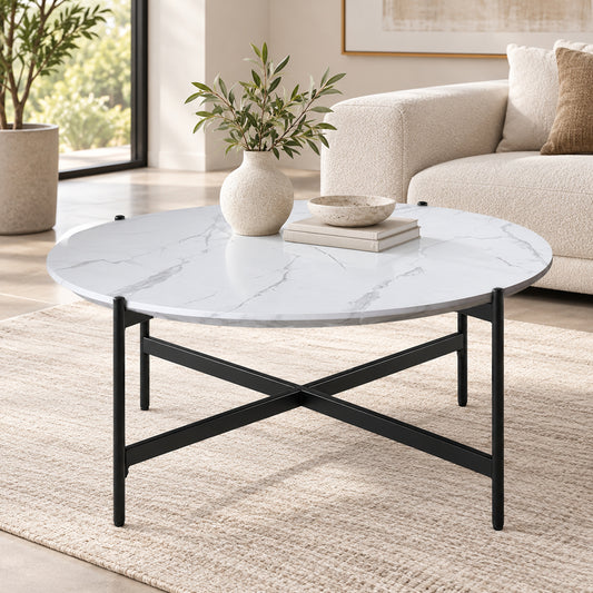 Zorian 2 Piece Round Coffee Table Set - White
