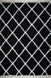 Poss Fluffy Design Turksih Area Rug Black image 0