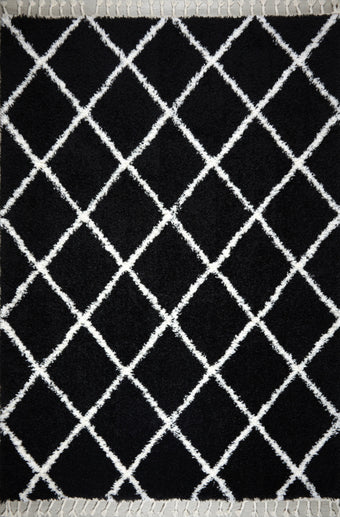 compare product Poss Fluffy Design Turksih Area Rug Black