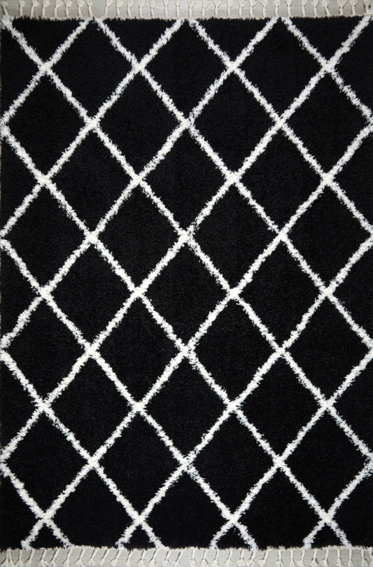 Poss Fluffy Design Turksih Area Rug Black image 0