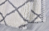 Poss Fluffy Design Turkish Area Rug White image 5