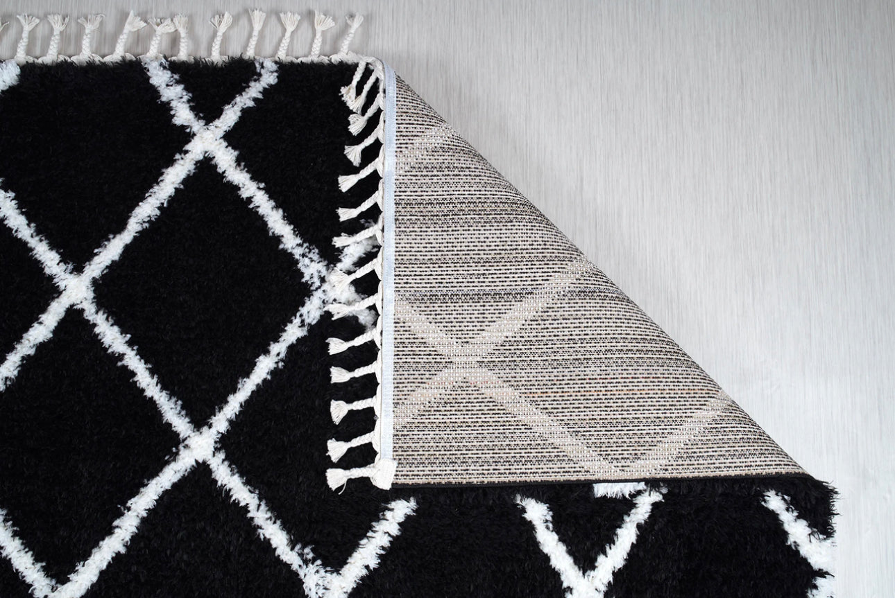 Poss Fluffy Design Turksih Area Rug Black image 3