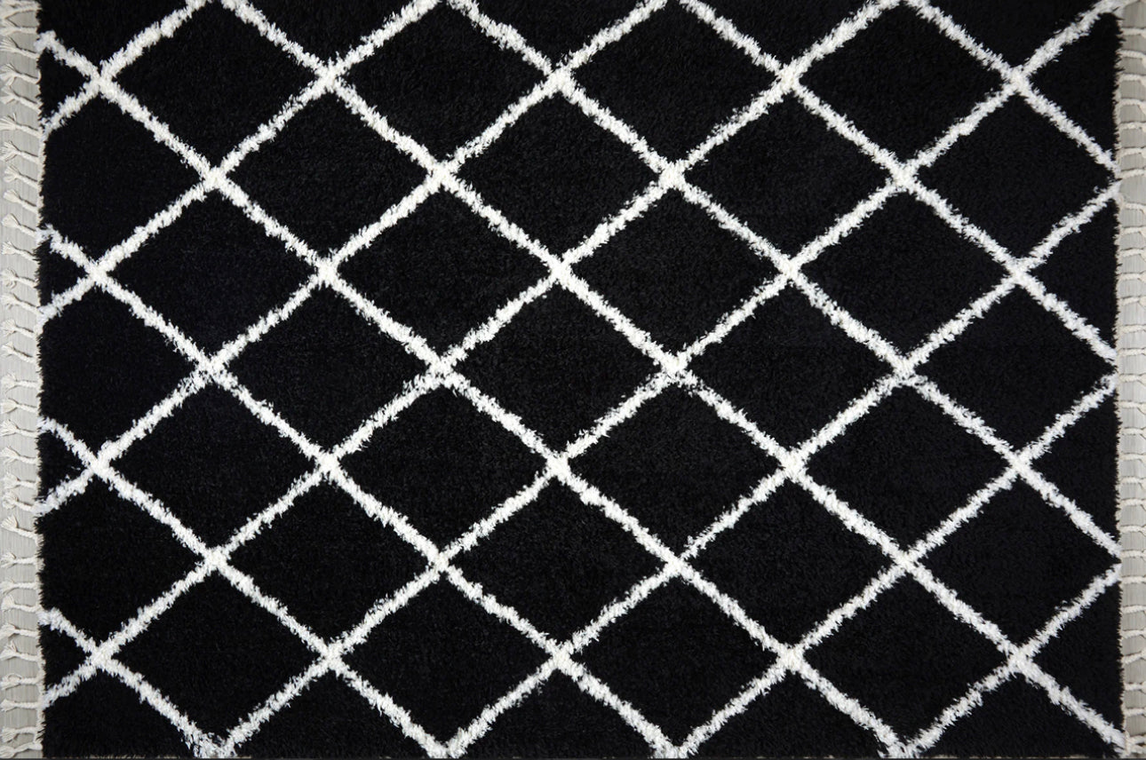 Poss Fluffy Design Turksih Area Rug Black image 1