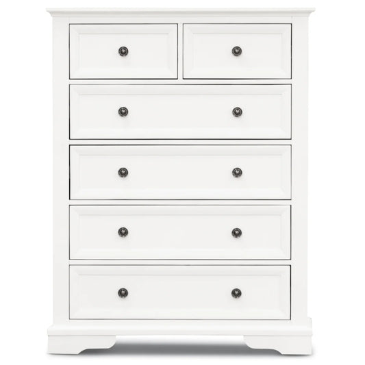 Sala White Acacia 6 Drawer Tallboy