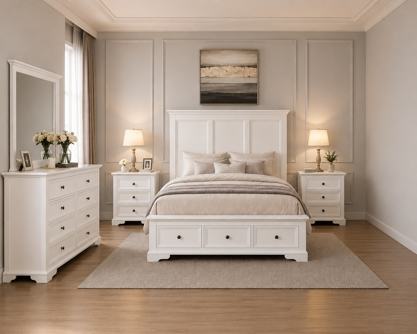Sala Timber Bed Frame with 3 Drawers White