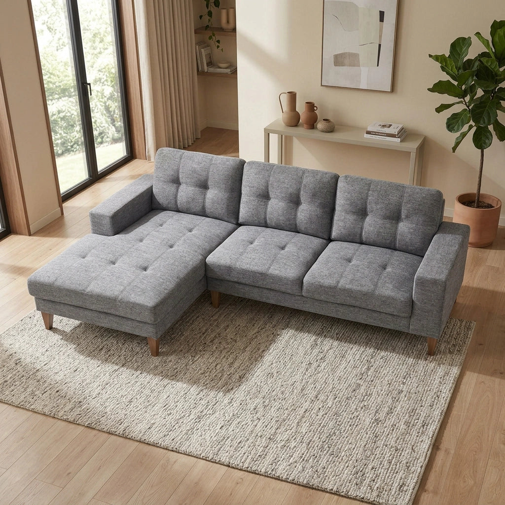 Club Fabric 3 Seater Sofa with Chaise