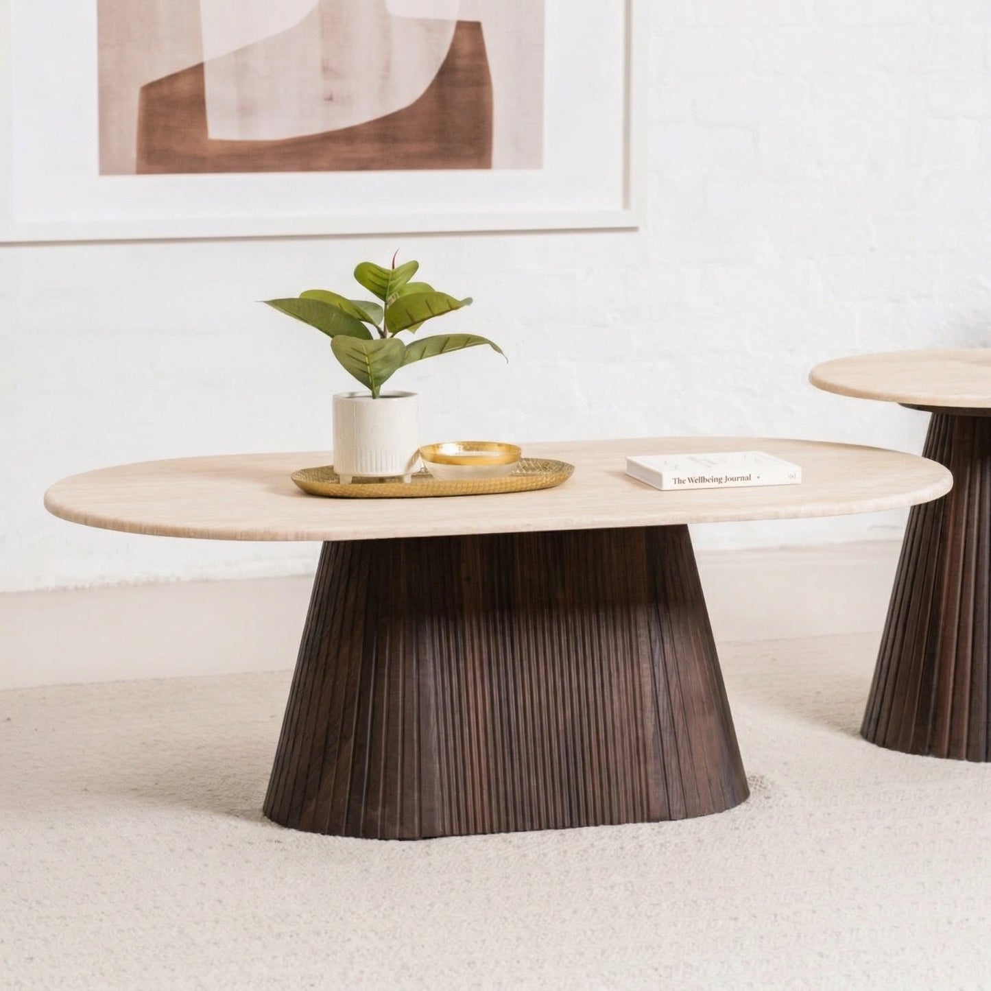 Crete Travertine Marble Coffee Table