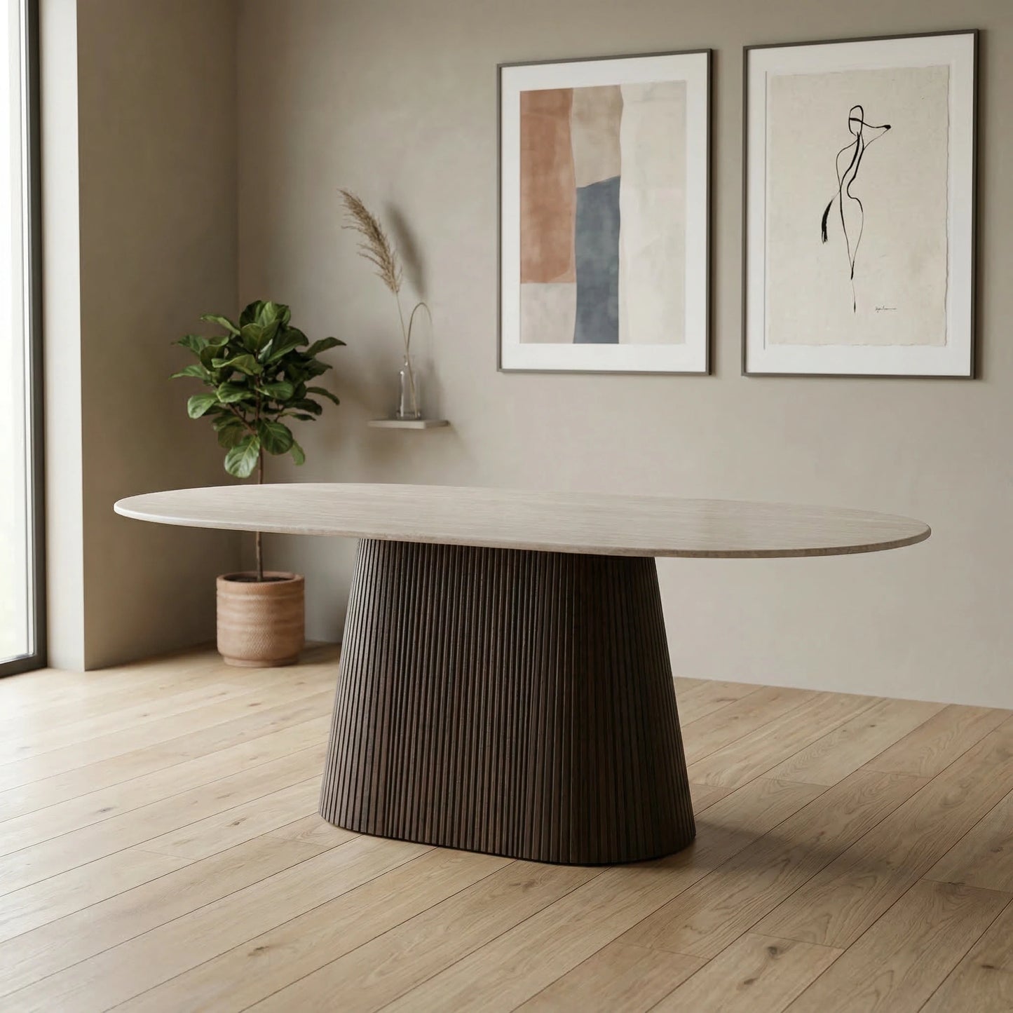 Crete Travertine Marble Dining Table