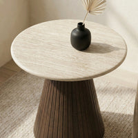 Crete Travertine Marble Lamp Table