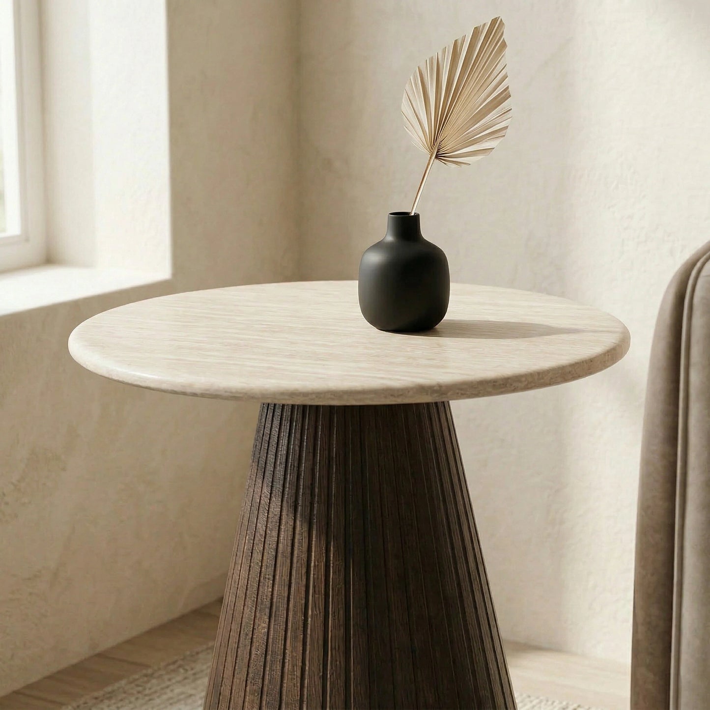 Crete Travertine Marble Lamp Table