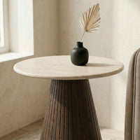 Crete Travertine Marble Lamp Table