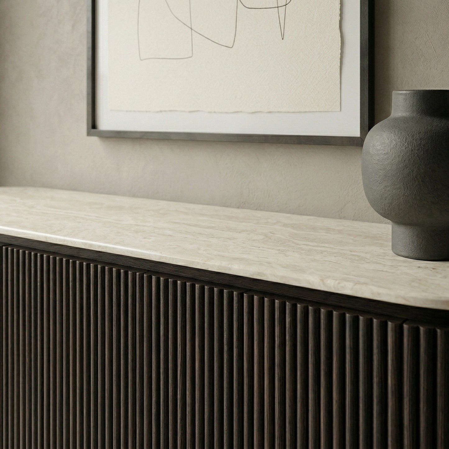 Crete Travertine Marble Top Buffet