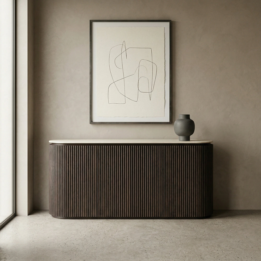 Crete Travertine Marble Top Buffet