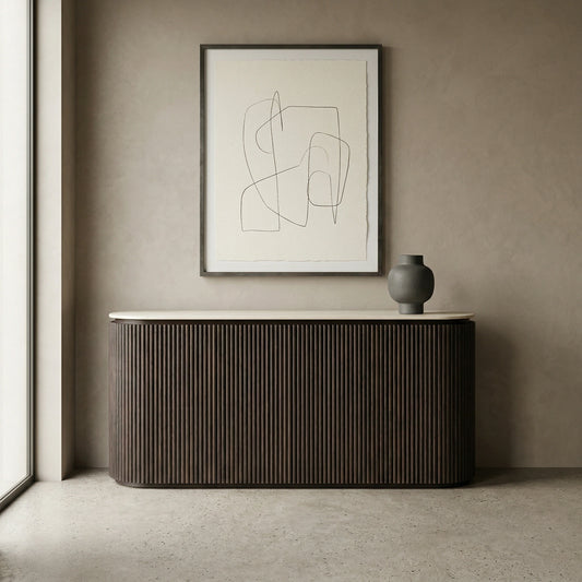 Crete Travertine Marble Top Buffet