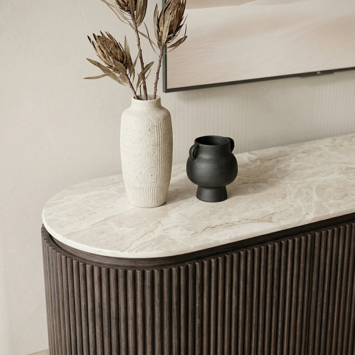 Crete Travertine Marble Tv Unit
