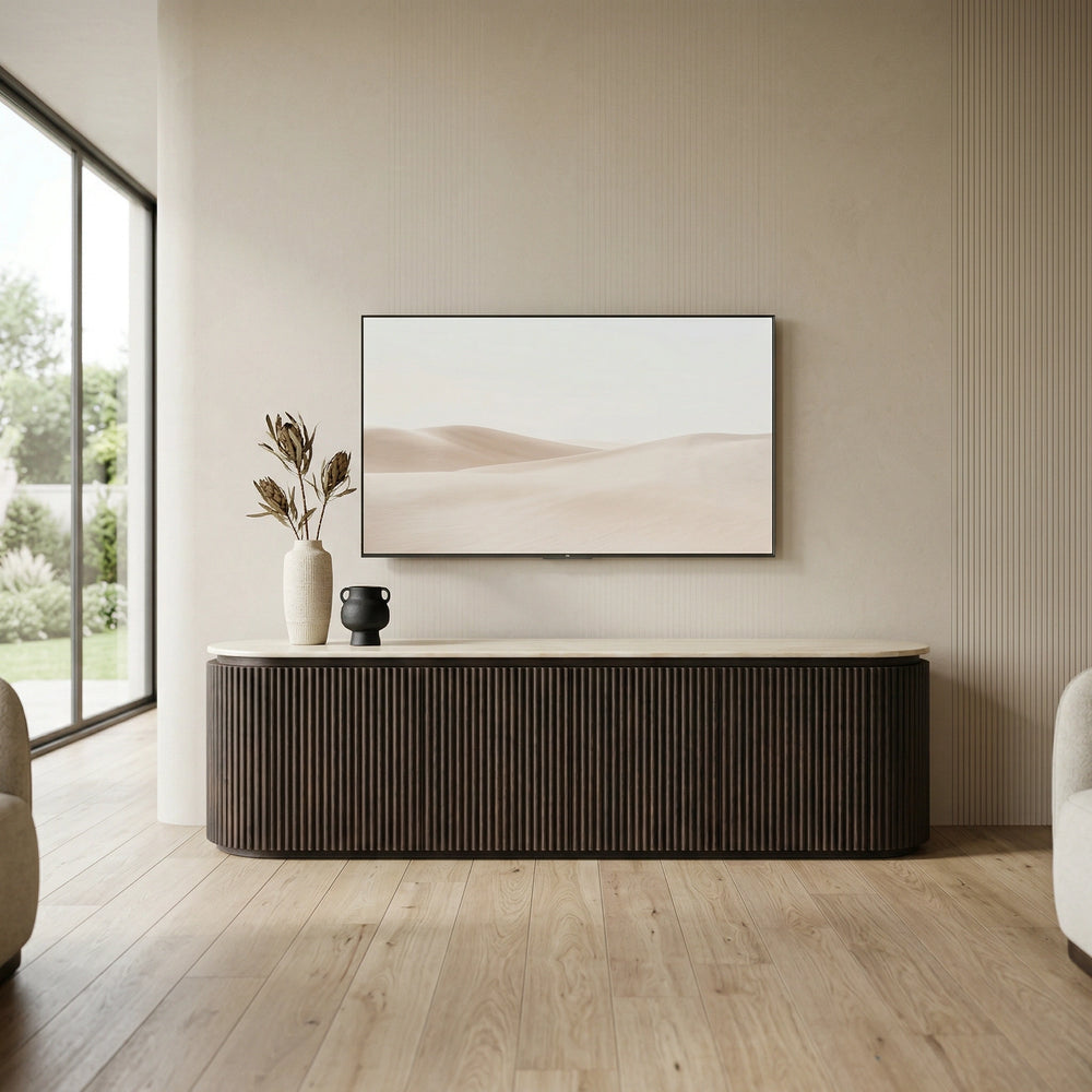 Crete Travertine Marble Tv Unit