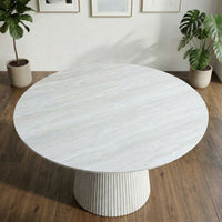 Haven Travertine Look Round Dining Table