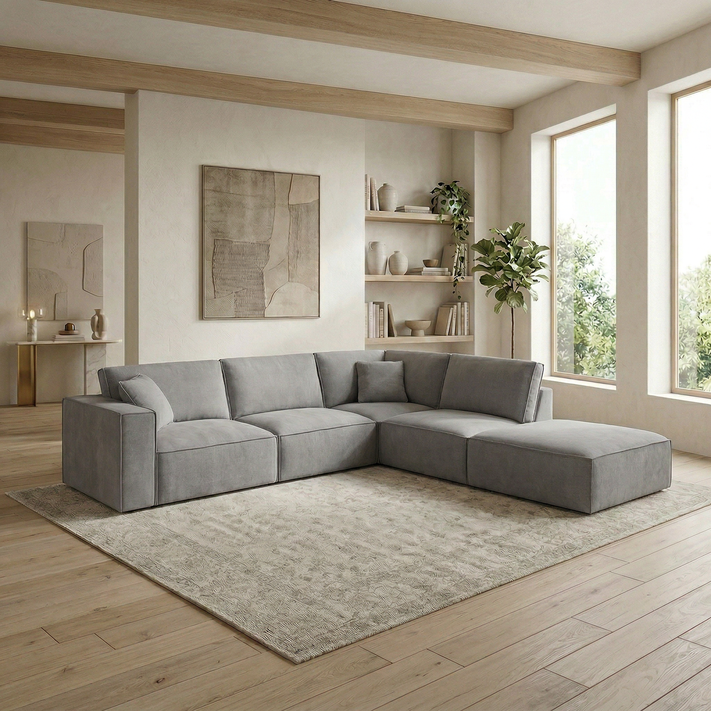 Kelly 4 Seater Modular Corner Lounge Suite with Ottoman