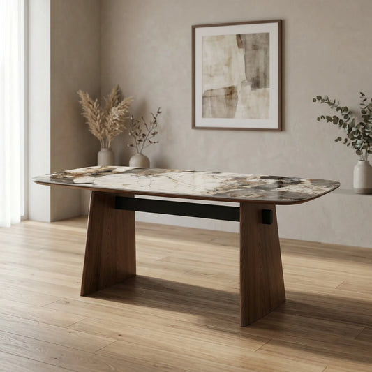 Moriko Patterned Ceramic Top Dining Table