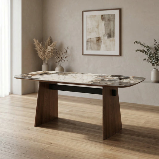 Moriko Patterned Ceramic Top Dining Table