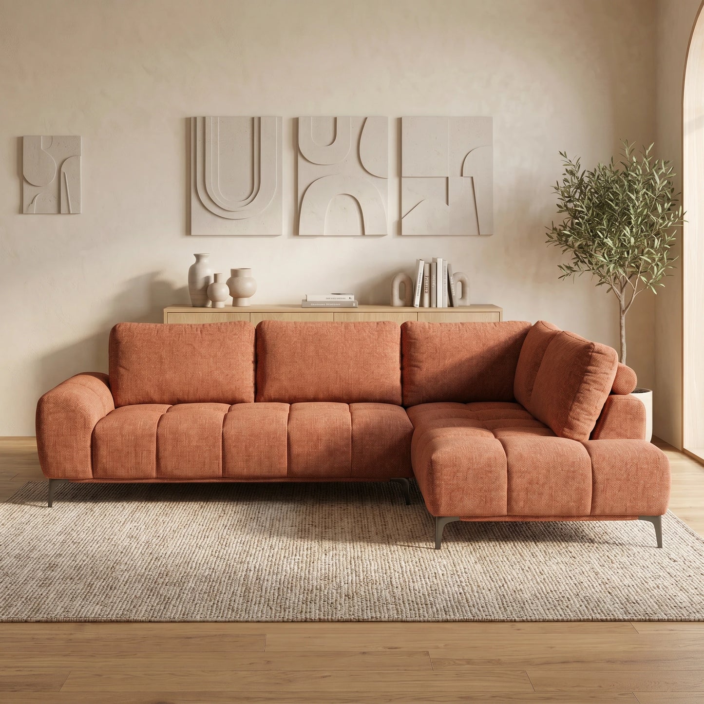 Odette 3 Seater Sofa with Long Chaise