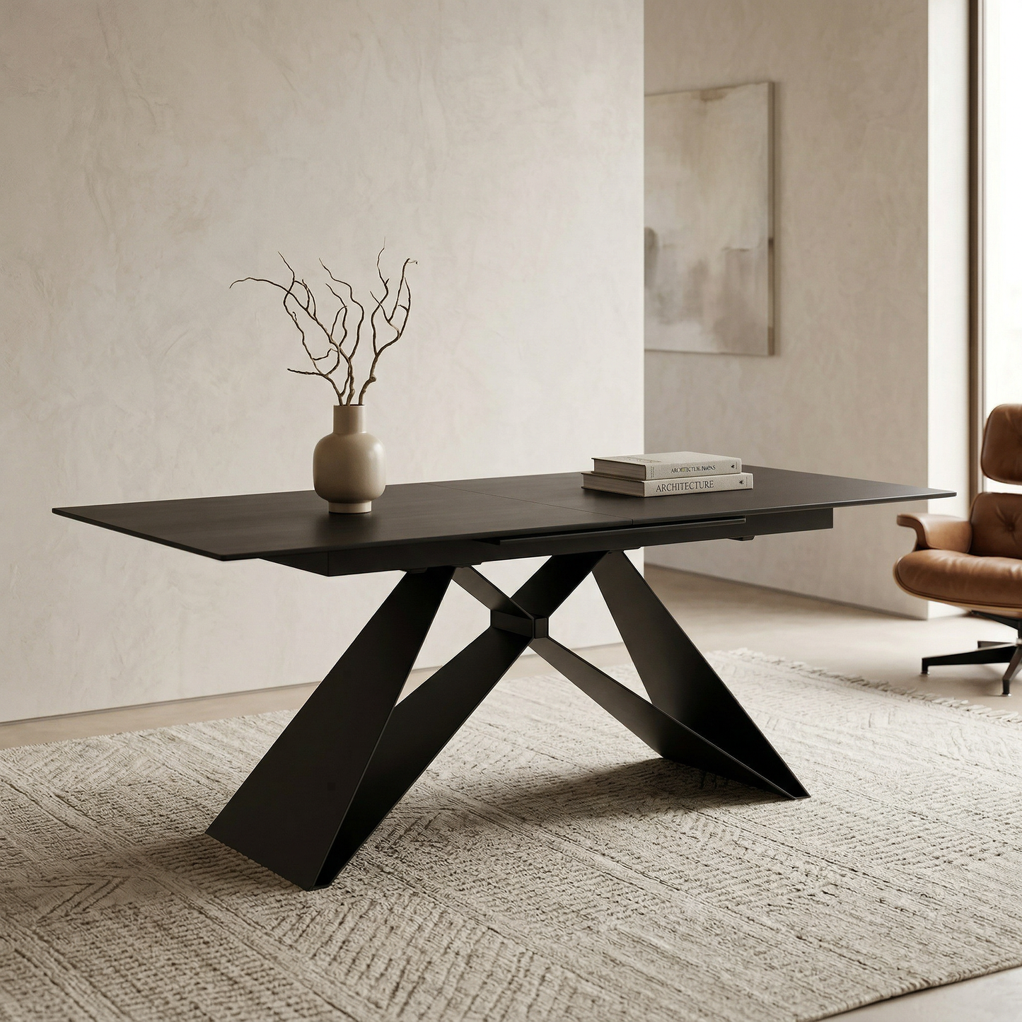 Otto Italian Matte Ceramic Extendable Dining Table