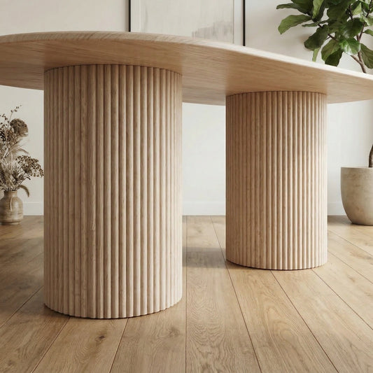 Pompei Travetine Marble Top Oval Dining Table