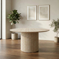 Pompeii Travertine Stone Top Round Dining Table