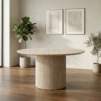 compare product Pompeii Travertine Stone Top Round Dining Table