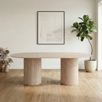 Pompeii Travertine Stone Top Oval Dining Table